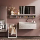 Composición de Baño con Espejo y Lámpara Base Anti-Rasguños Made in Italy - Dream Viadurini