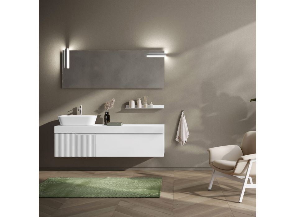 Composición de baño con espejo y estante Made in Italy - Erebo Viadurini