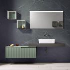 Composición de Baño con Espejo y Muebles Altos de Metal Made in Italy - Efesto Viadurini
