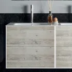 Composición de Baño con Espejo, Lavabo Doble y Base Made in Italy - Kilos Viadurini