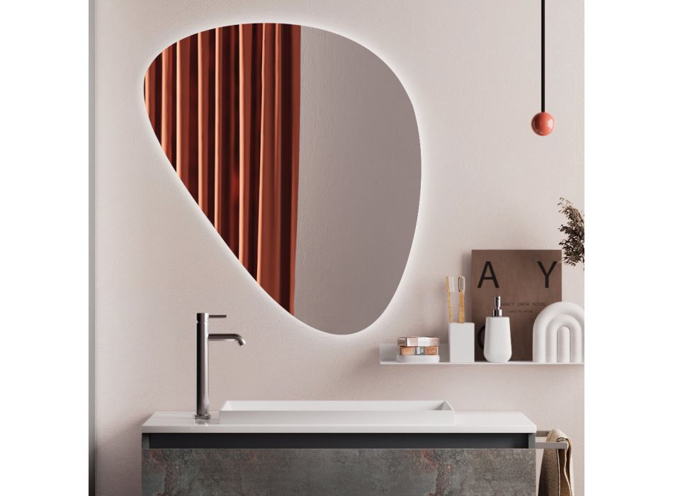 Composición de Baño con Espejo Moderno, Base y Lavabo Made in Italy - Dream Viadurini