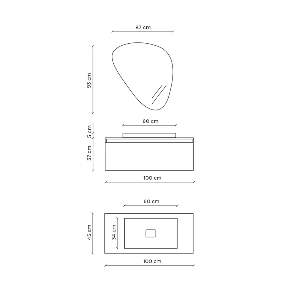 Composición de Baño con Espejo Moderno, Base y Lavabo Made in Italy - Dream Viadurini