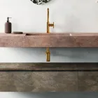 Composición de baño con espejo moderno y lavabo consola Made in Italy - Palom Viadurini