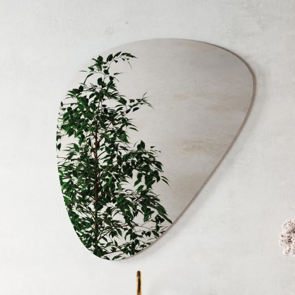 Composición de baño con espejo moderno y lavabo consola Made in Italy - Palom Viadurini