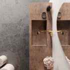 Composición de baño con espejo moderno y lavabo consola Made in Italy - Palom Viadurini