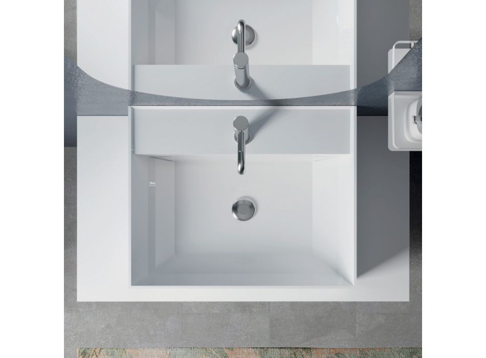Composición de Baño con Espejo Oval, Base y Lavabo Made in Italy - Kilos Viadurini