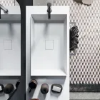Composición de baño con espejo ovalado, lavabo y base Made in Italy - Palom Viadurini