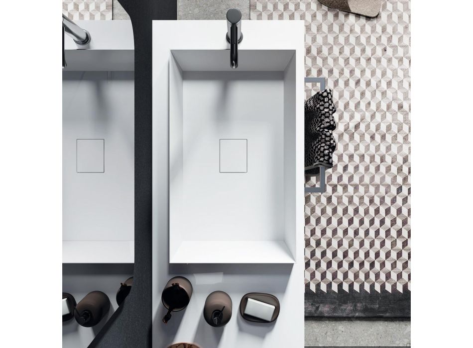 Composición de baño con espejo ovalado, lavabo y base Made in Italy - Palom Viadurini