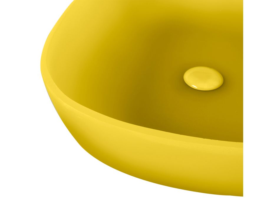 Composición de Diseño de Baño Color Amarillo con Accesorios y Espejo - Patryk Viadurini