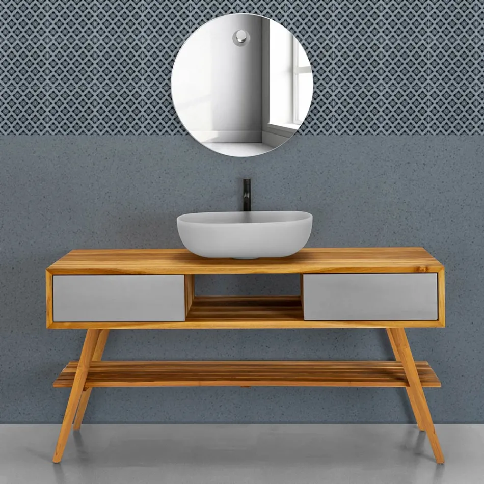 Composición de baño de diseño gris completa con accesorios esmaltados - Georges Viadurini