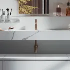 Composición de baño doble con espejo rectangular y lavabo Made in Italy - Palom Viadurini