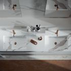 Composición de baño doble con espejo rectangular y lavabo Made in Italy - Palom Viadurini