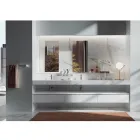 Composición de baño doble con espejo rectangular y lavabo Made in Italy - Palom Viadurini