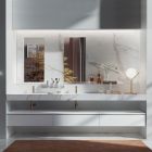 Composición de baño doble con espejo rectangular y lavabo Made in Italy - Palom Viadurini