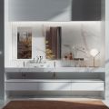 Composición de baño doble con espejo rectangular y lavabo Made in Italy - Palom
