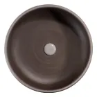 Composición de baño gris con espejo redondo y varios accesorios - Maryse Viadurini