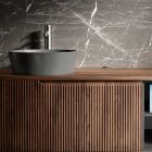Composición de baño en roble acanalado y compartimento abierto Made in Italy - Febe Viadurini