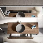 Composición de baño en roble acanalado y compartimento abierto Made in Italy - Febe Viadurini