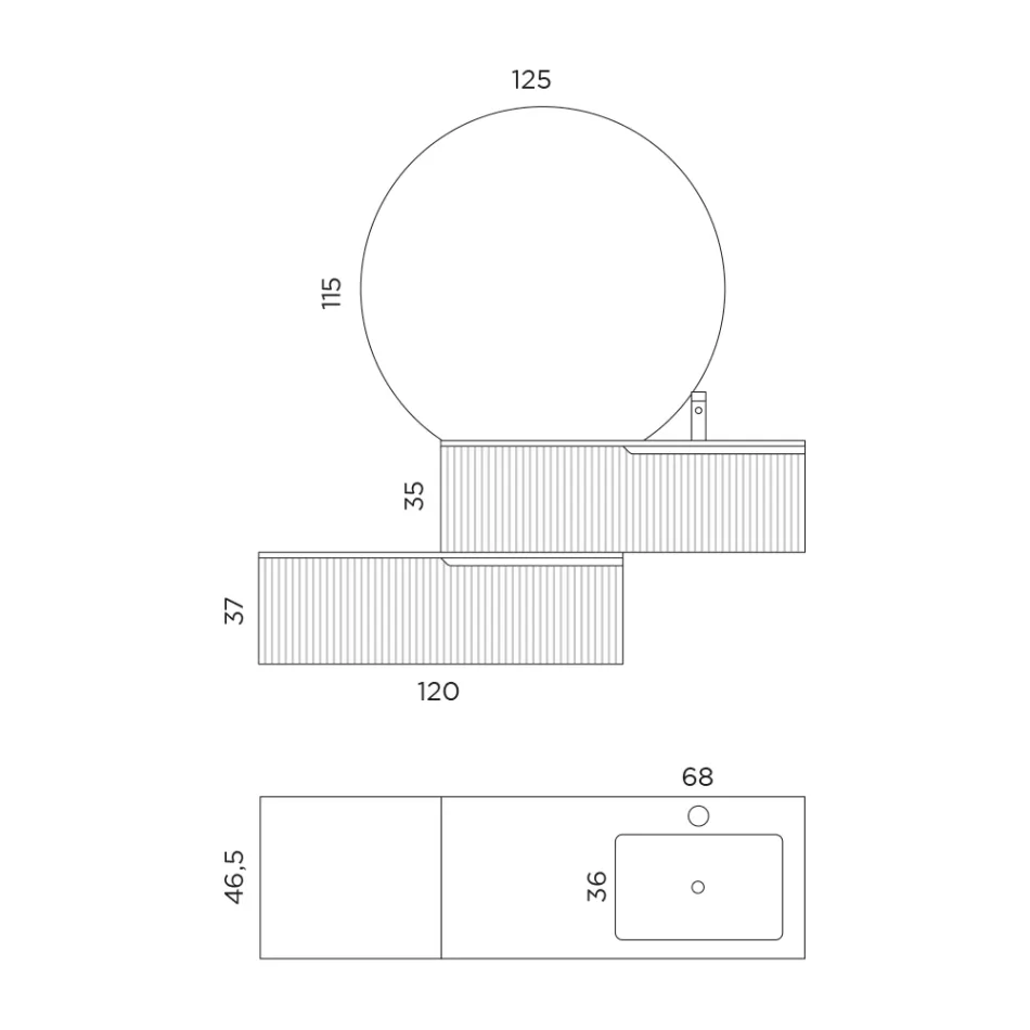 Composición de baño en Roble Río y Gris Cannettati Made in Italy - Chrono Viadurini