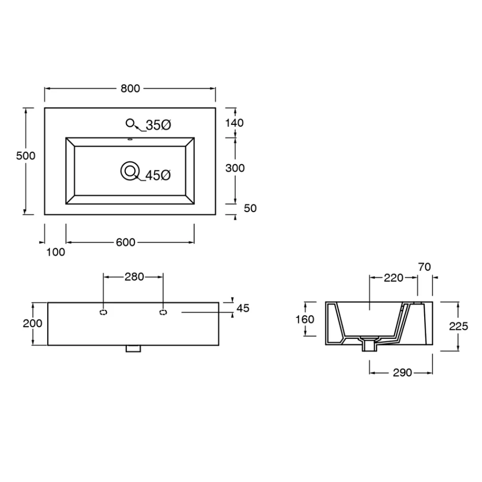 Composición de Baño Lavabo de Cerámica y Base de Acero Made in Italy - Quadro Viadurini