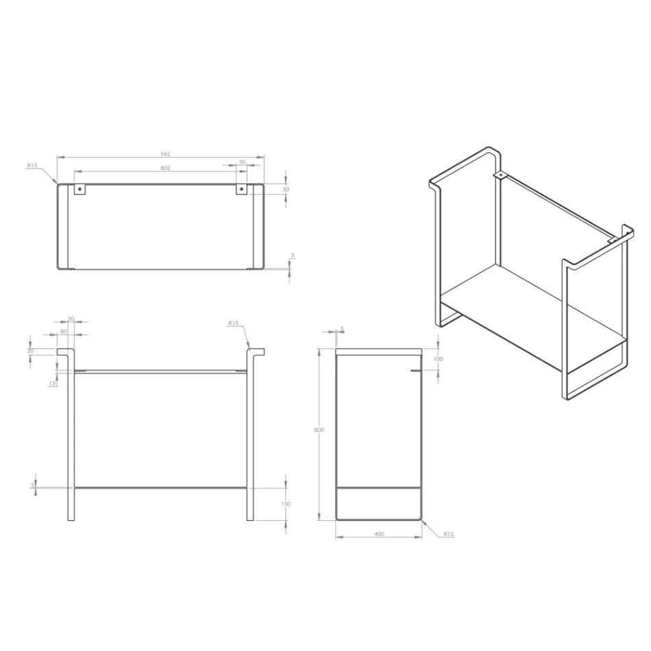 Composición de Baño Lavabo de Cerámica y Base de Acero Made in Italy - Quadro Viadurini