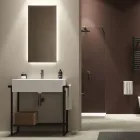 Composición de Baño Lavabo de Cerámica y Base de Acero Made in Italy - Quadro Viadurini
