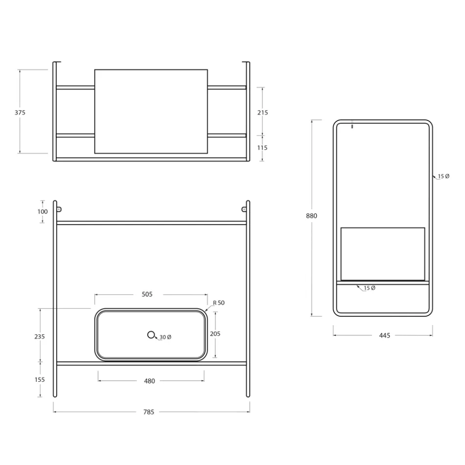 Composición de Baño Lavabo en Cerámica y Espejo Made in Italy - Chantal Viadurini