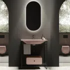 Composición de Baño Lavabo en Cerámica y Espejo Made in Italy - Chantal Viadurini