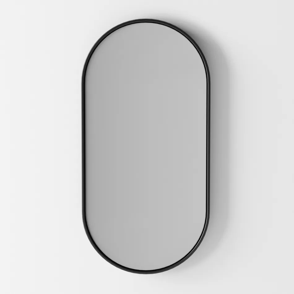 Lavabo de composición de baño en cerámica y espejo Made in Italy - Hoscar Viadurini