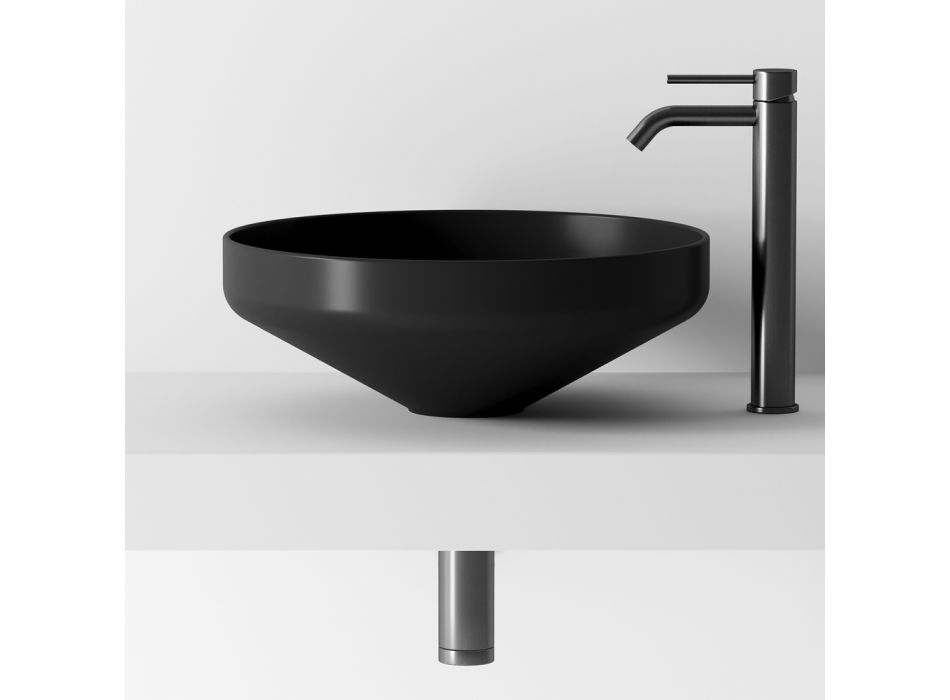 Lavabo de composición de baño en cerámica y espejo Made in Italy - Hoscar Viadurini