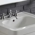 Composición de la pila del baño en cerámica blanca columna Ania Viadurini