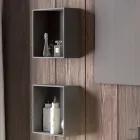 Composición de baño suspendida en fenix gris humo made in Italy, Nápoles Viadurini