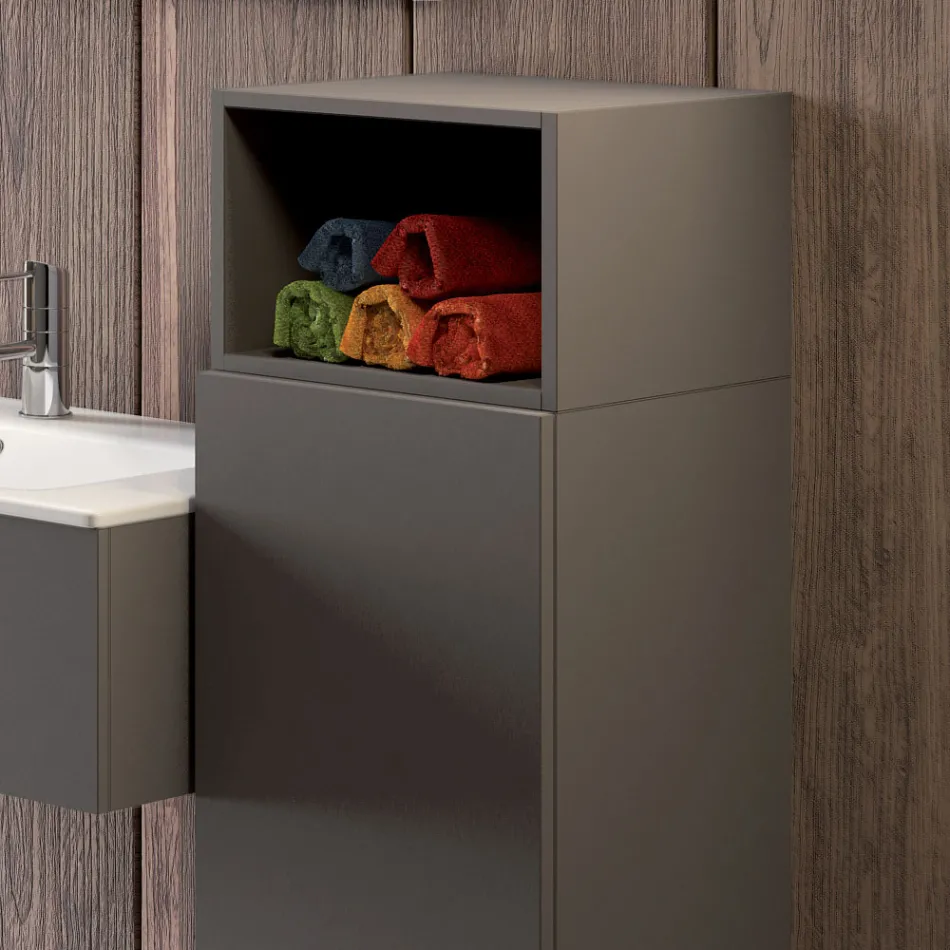 Composición de baño suspendida en fenix gris humo made in Italy, Nápoles Viadurini