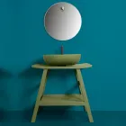 Composición de Baño Verde con Mueble Antirrayas y Accesorios - Patryk Viadurini