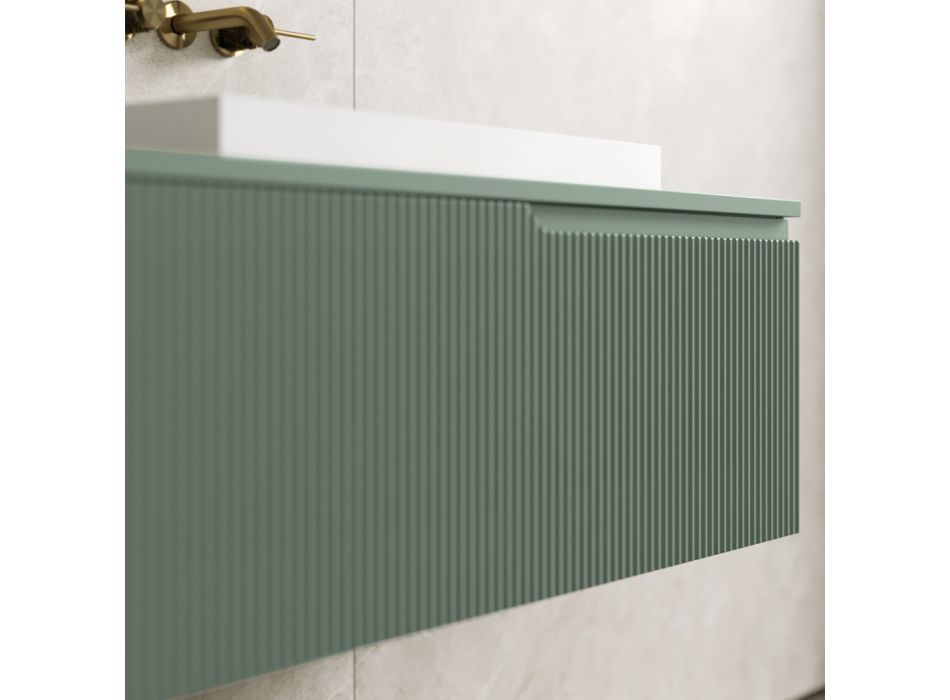 Composición de baño verde salvia con lavabo de resina Made in Italy - Artemide Viadurini