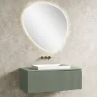 Composición de baño verde salvia con lavabo de resina Made in Italy - Artemide Viadurini