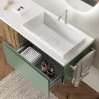 Composición de baño verde salvia y roble Cannettato Made in Italy - Uranus Viadurini