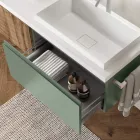 Composición de baño verde salvia y roble Cannettato Made in Italy - Uranus Viadurini