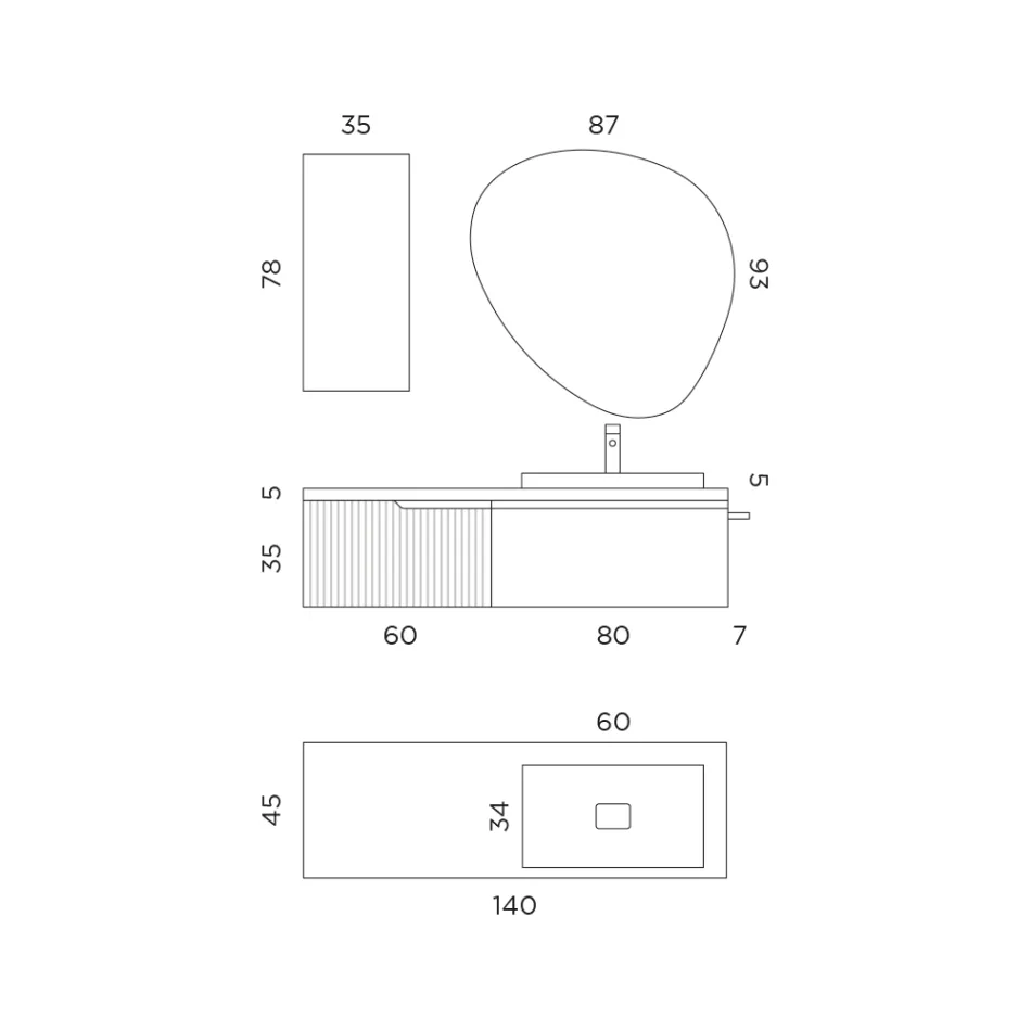 Composición de baño verde salvia y roble Cannettato Made in Italy - Uranus Viadurini