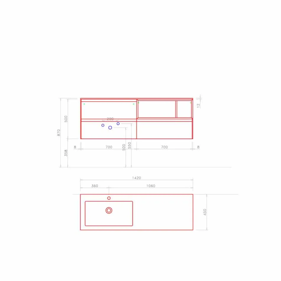 Composición de muebles de baño, diseño moderno y suspendido Made in Italy - Callisi8 Viadurini