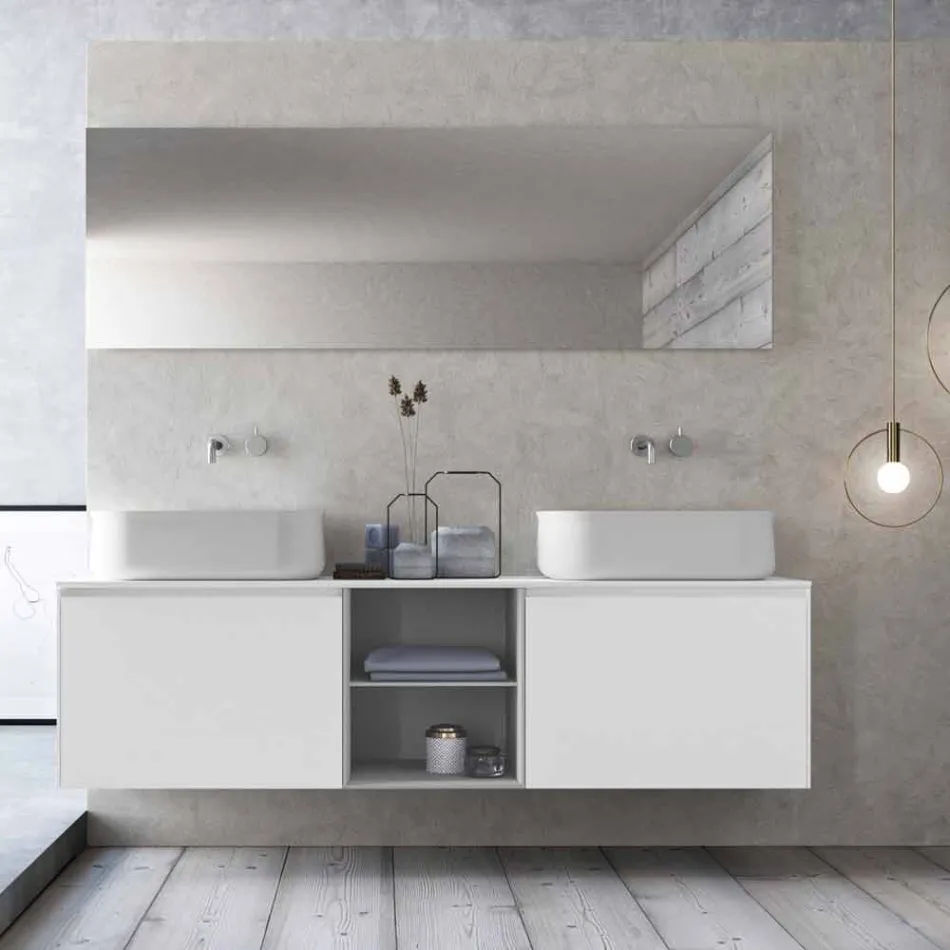 Composición de baño de suspensión de diseño moderno Made in Italy - Callisi14 Viadurini