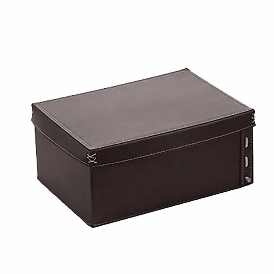 Composición de oficina de diseño moderno en cuero Made in Italy - Andrea Viadurini