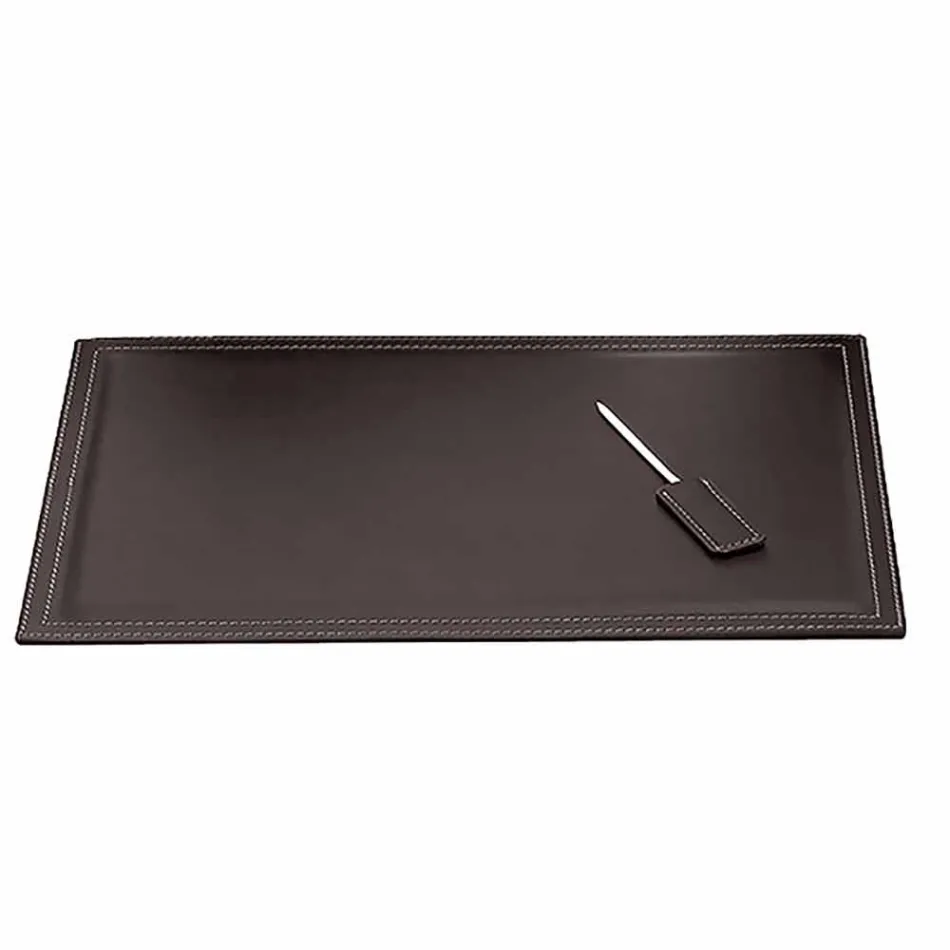 Composición de oficina de diseño moderno en cuero Made in Italy - Andrea Viadurini