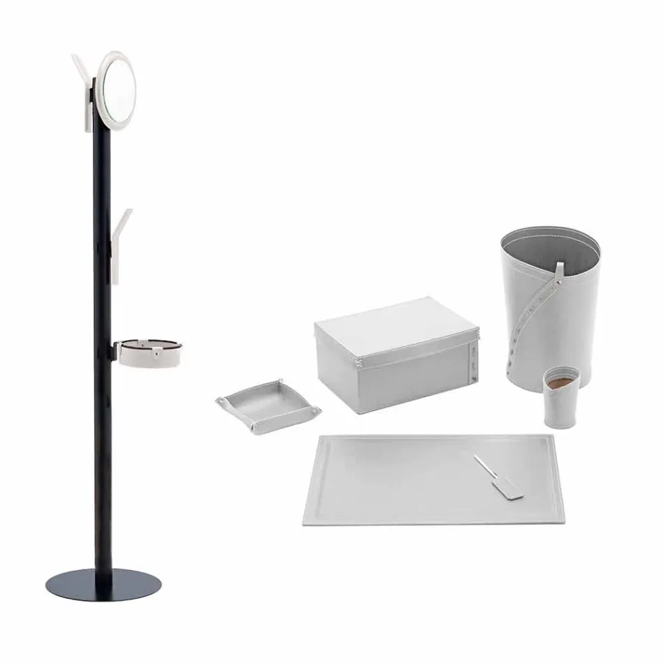 Composición de oficina de diseño moderno en cuero Made in Italy - Andrea Viadurini