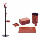 Composición de oficina de diseño moderno en cuero Made in Italy - Andrea Viadurini