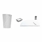 Composición moderna de oficina de cuero regenerado Made in Italy - Meduna Viadurini