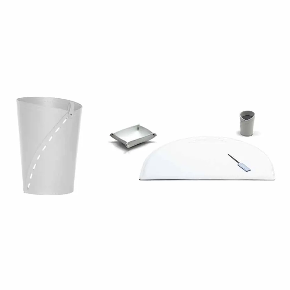 Composición moderna de oficina de cuero regenerado Made in Italy - Meduna Viadurini