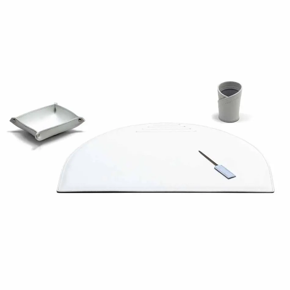 Composición moderna de oficina de cuero regenerado Made in Italy - Meduna Viadurini