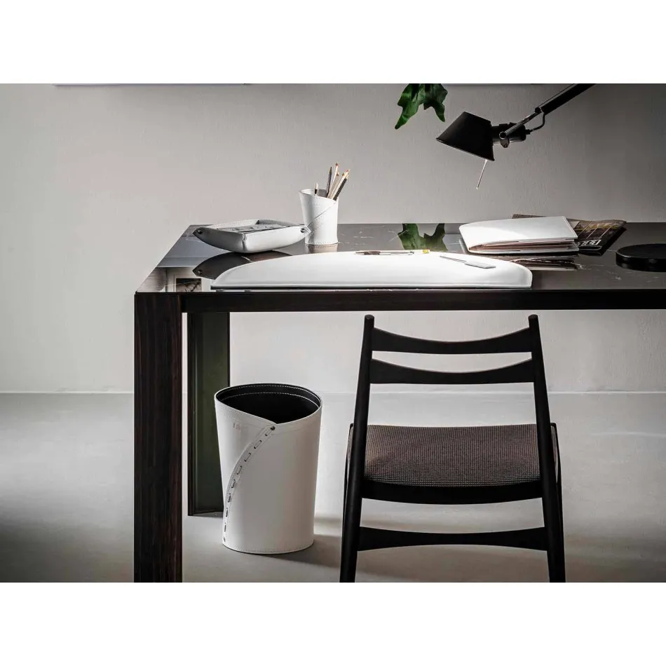 Composición moderna de oficina de cuero regenerado Made in Italy - Meduna Viadurini