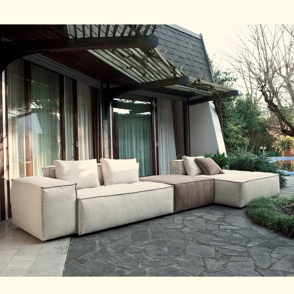 Composición de 1 Puf con Respaldo, 1 Puf y 1 Península - Bizarre Viadurini